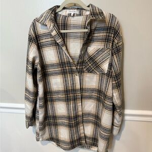 Eden & Olivia Beige and Gray Flannel Shirt
